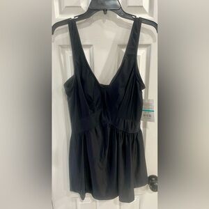 Maxine Of Hollywood Empire Swimdress - Skirted Swimsuit Size 16 - Black - NWT
